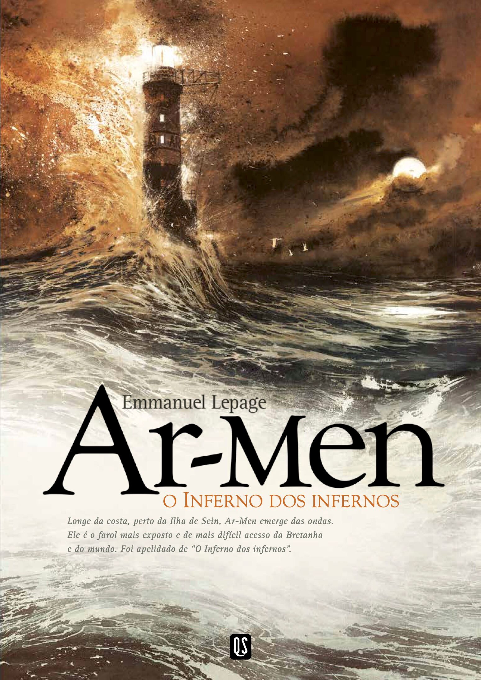Capa da hq lançamento Ar-Men: o inferno dos infernos, de Emmanuel Lepage, publicado no Brasil pela QS Comics.